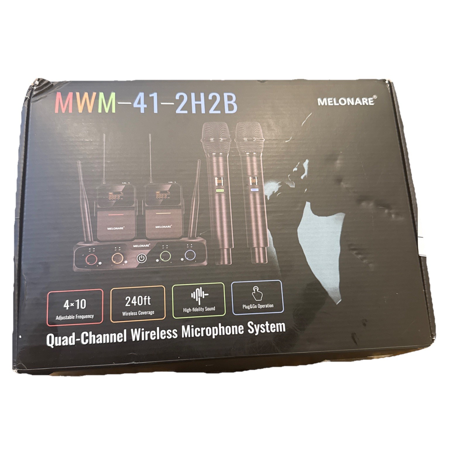 4-Channel Wireless Microphone System UHF Cordless 2 Handheld 2 Bodypack Mics
