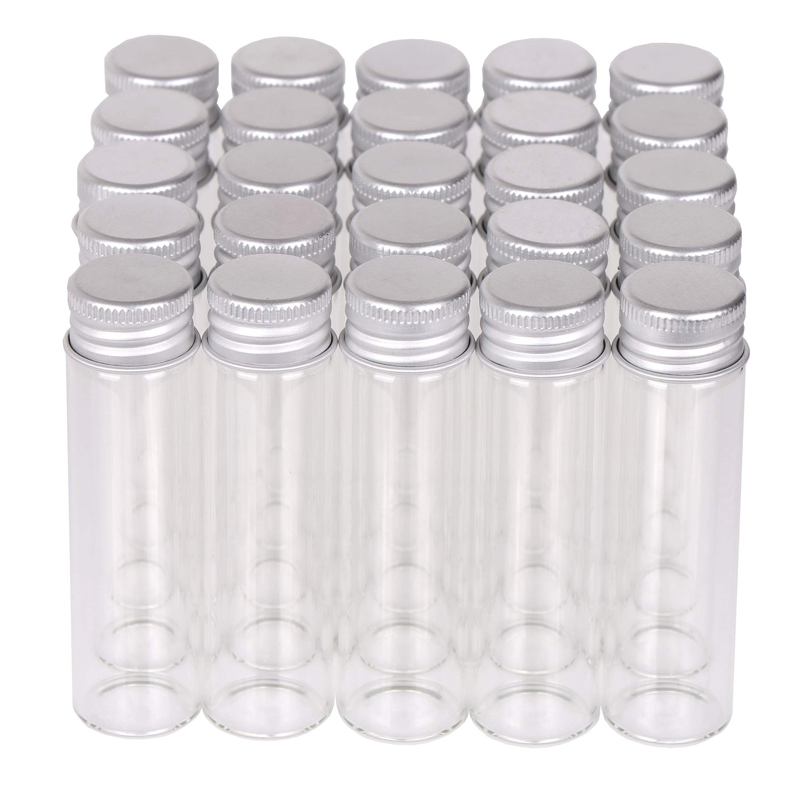 Pack of 100, 20ml Small Glass Bottles with Metal Cap Screw Top Lids Tiny Vial...