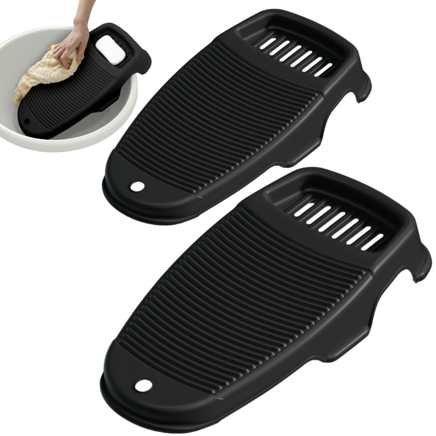 2 Pack Washboard for Hand Washing Clothes, New Updated Wash Boards Set with S...