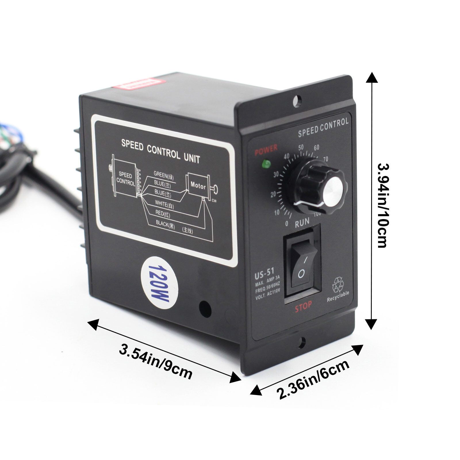 Electric Motor Speed Controller Reversible Switch Regulator Switch AC 110V 120W