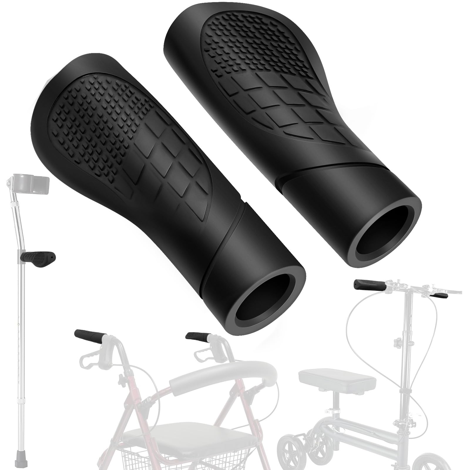 2Pcs Crutch Hand Grips Replacement for Rollator Walker Knee Walker