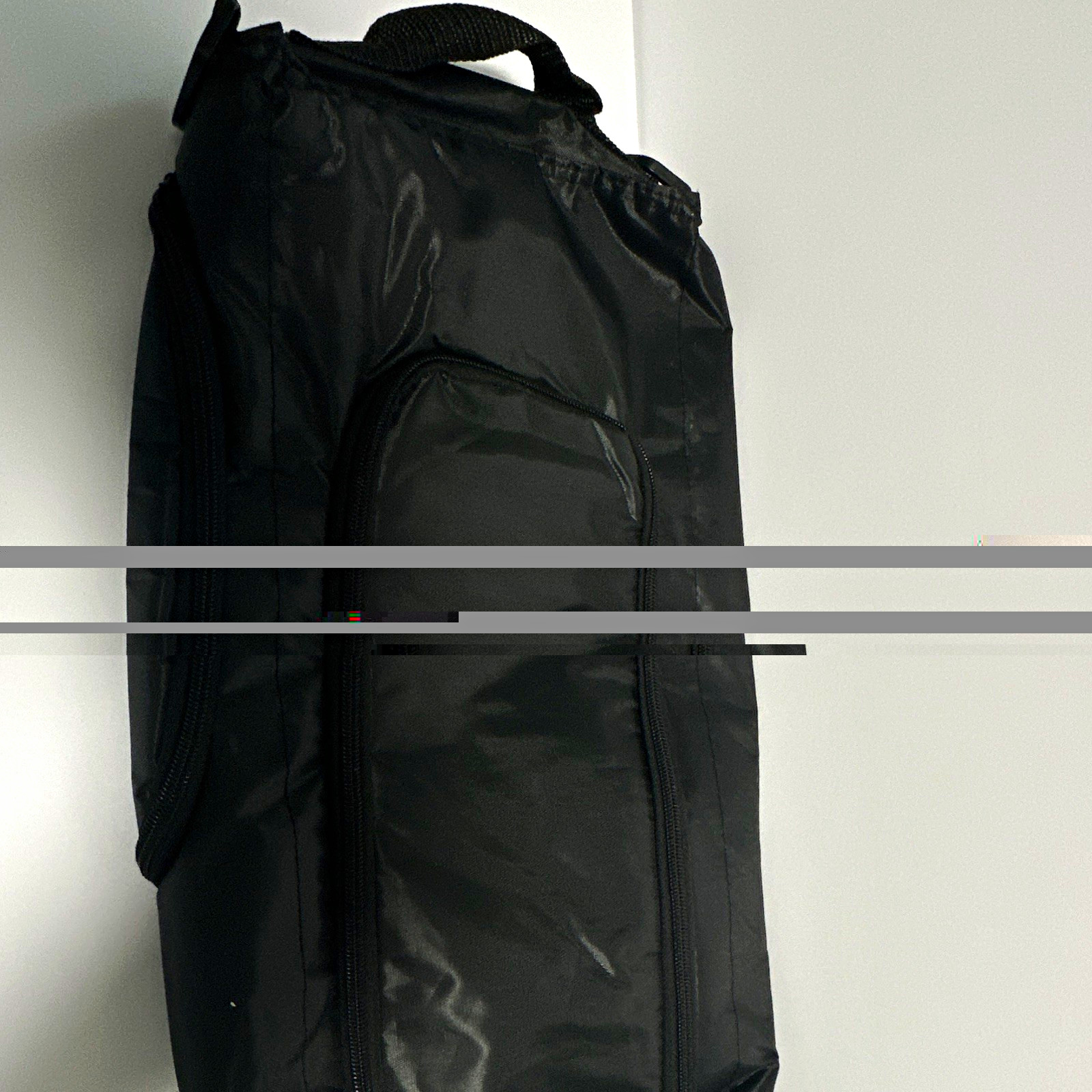 Black Nylon Tripod Carry/Shoulder Bag with Strap, Zippered, Clear Window Pocket