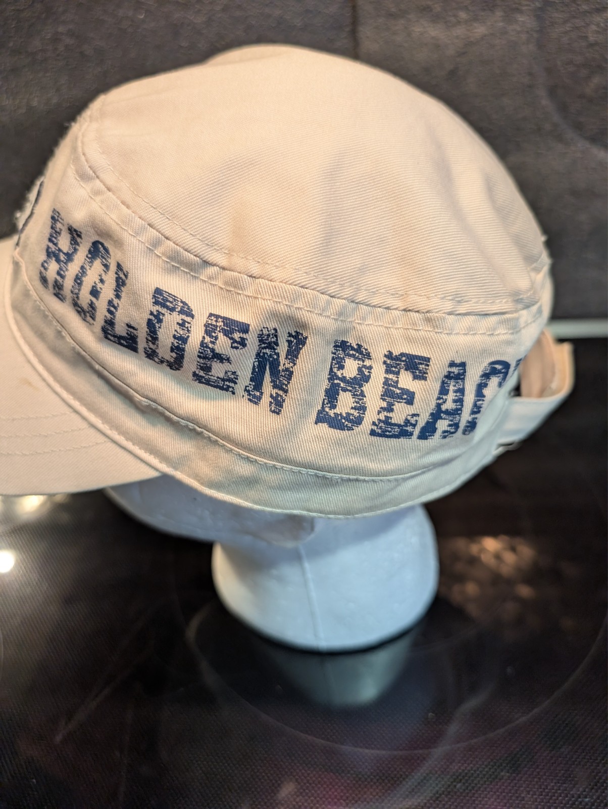 Holden Beach Hat Cap Trucker Adjustable Army Style Tan HB