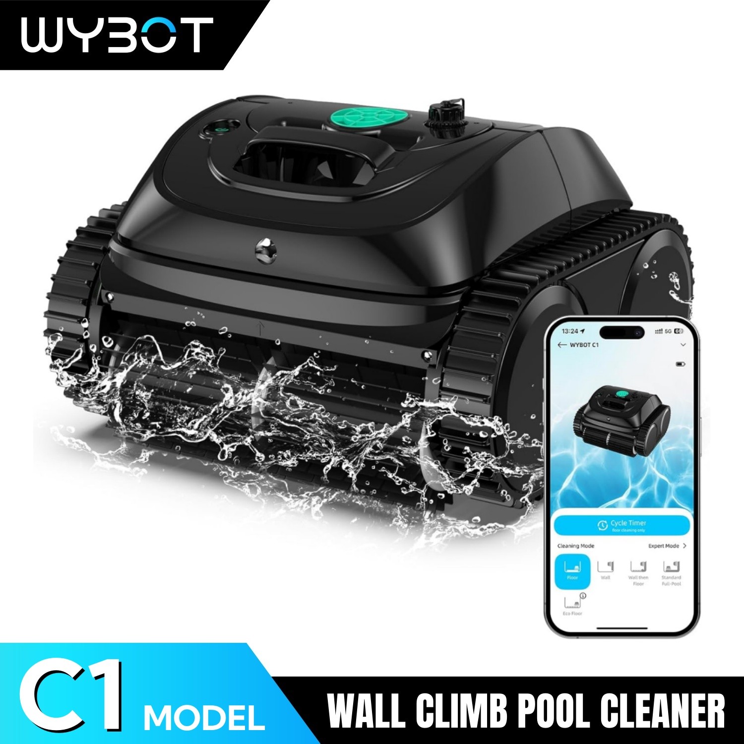WYBOT C1 Pool Cleaner Wall Climb Cordless Robotic Pool Robot Inground Pools Hot
