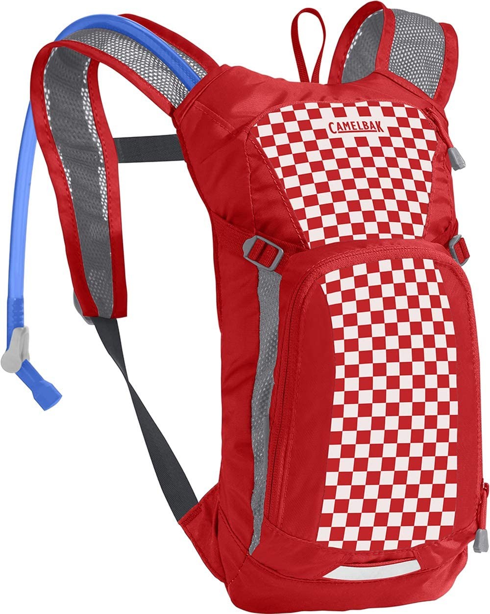 CamelBak Mini M.U.L.E. Kids 50 Oz Hydration Pack, Racing Red Check, 886798022703