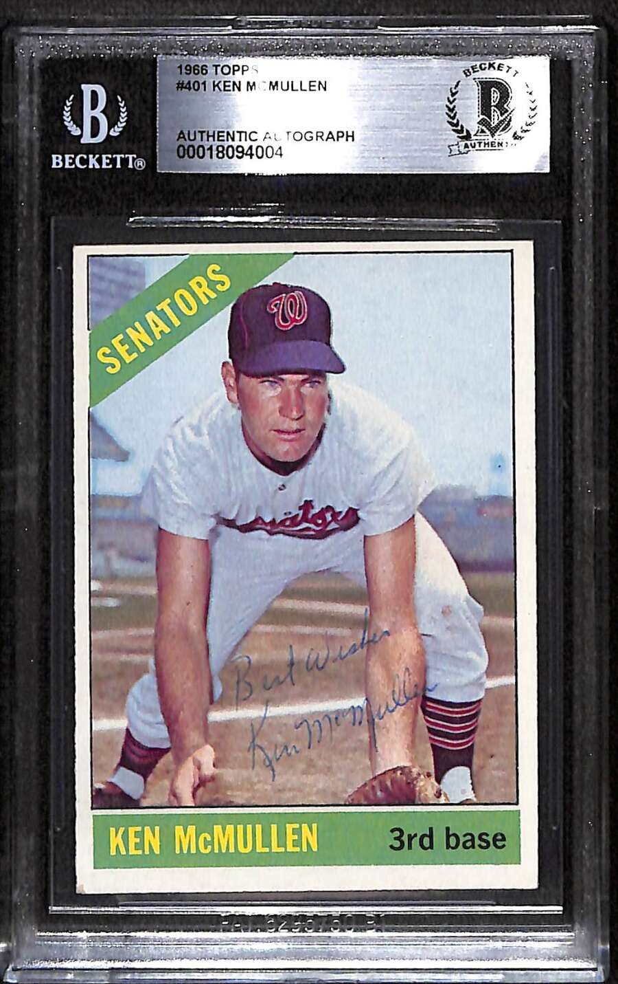 1966 Topps 401 Ken McMullen  BGS Auto Autographed BAS Authentic C99701