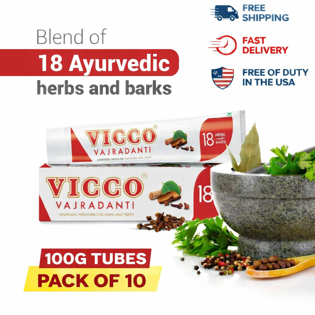 Vicco Vajradanti Ayurvedic Toothpaste 100g x 10 | Herbal | Bad Breath Care