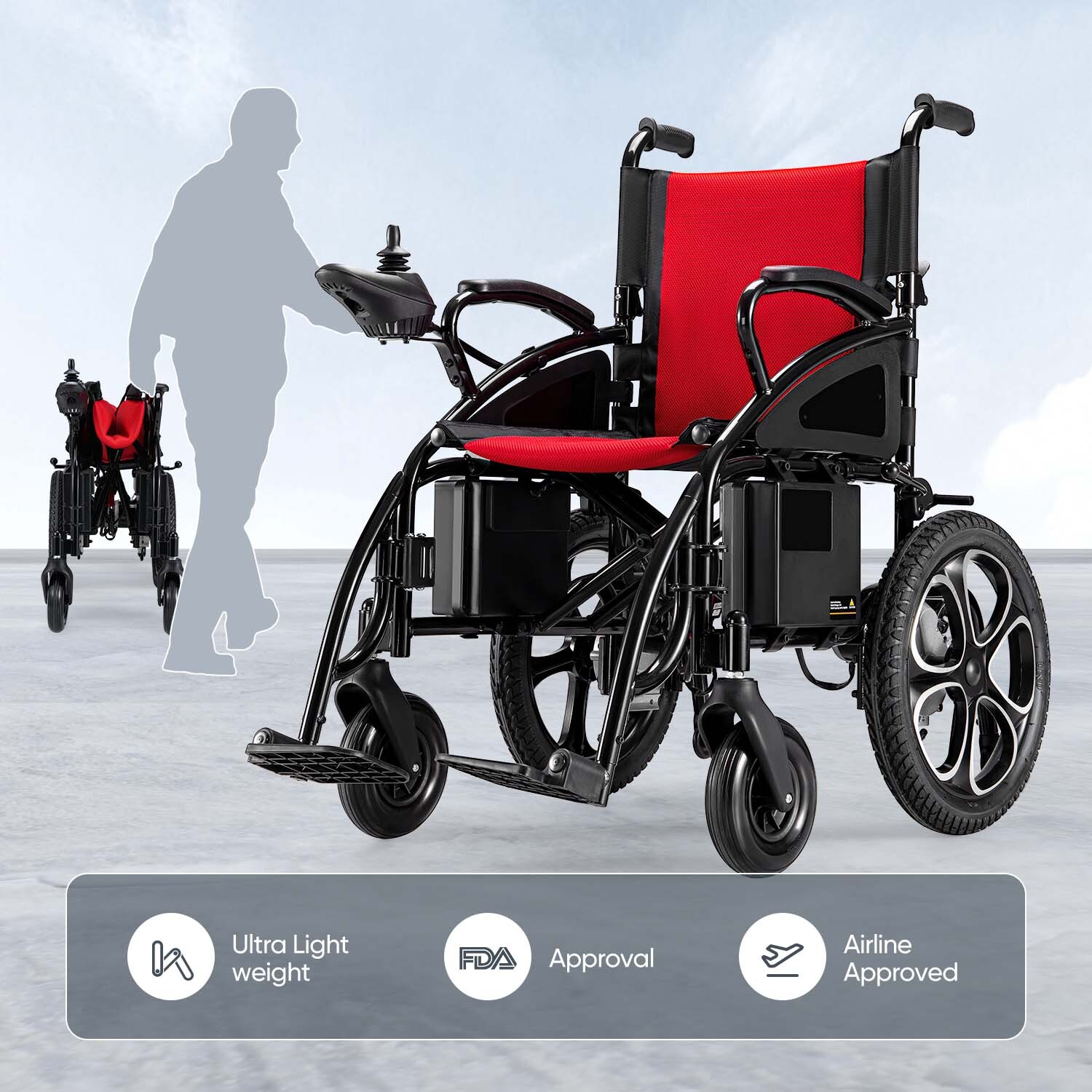 Folding Electric Powered Mobility Wheelchair Lightweight Wheel Chair Motorized