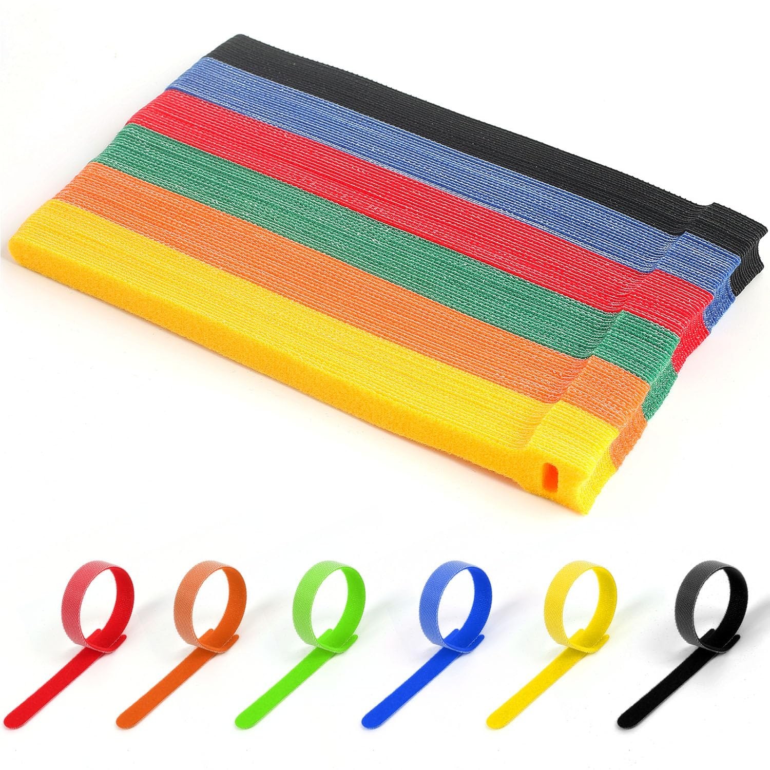 Cable Ties, 102 Pcs 10 Inches Multicolor Nylon Fabric Fastening Straps for Ca...