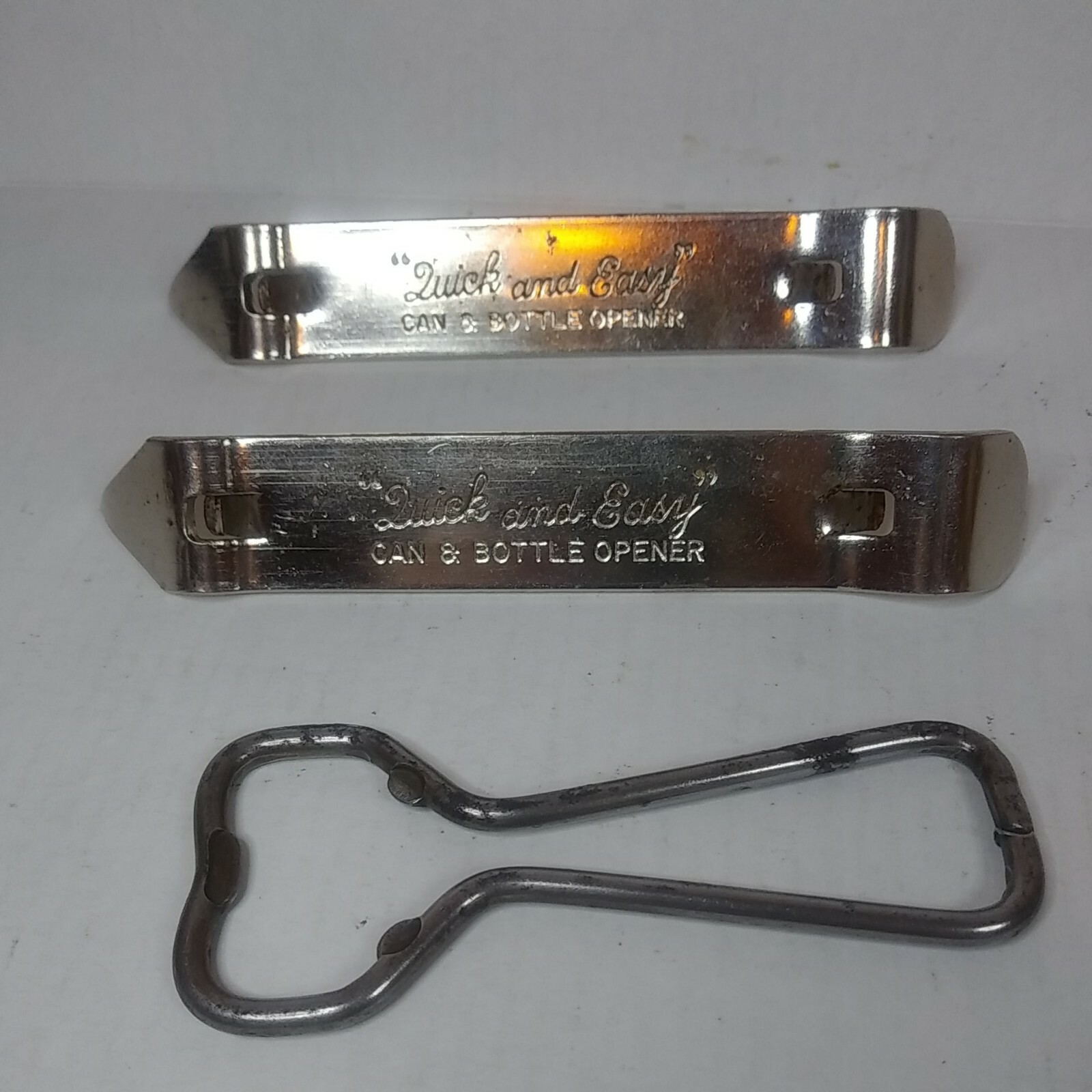 3 Vintage "Quick and Easy" Metal Beer Bottle & Can Openers