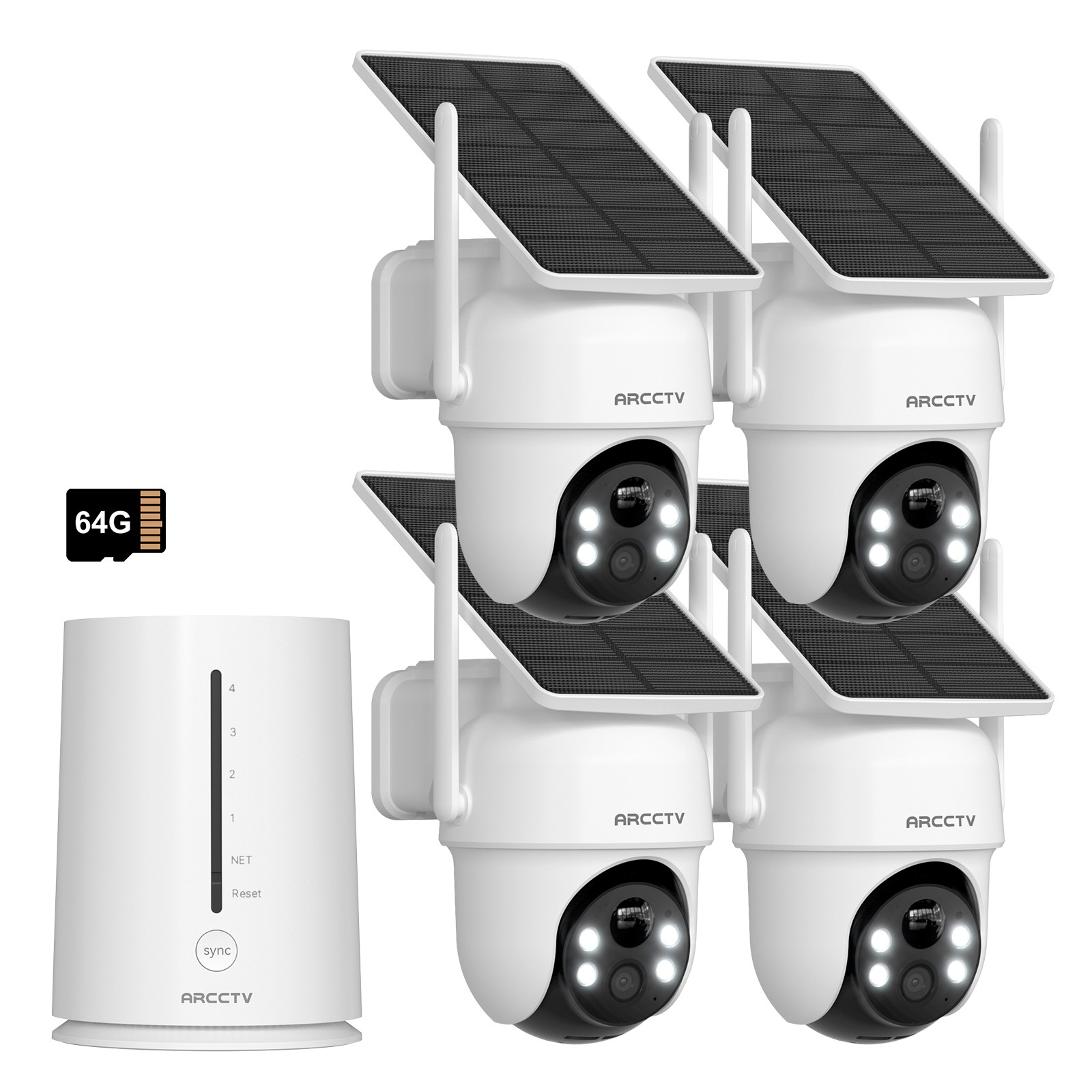 ARCCTV 4MP Outdoor Wireless Solar Security Camera System Wifi 360° PTZ Smart Kit