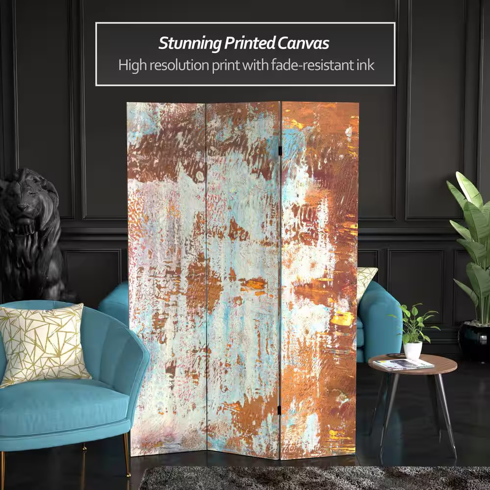 6 Ft. Rust Printed 3-Panel Room Divider
