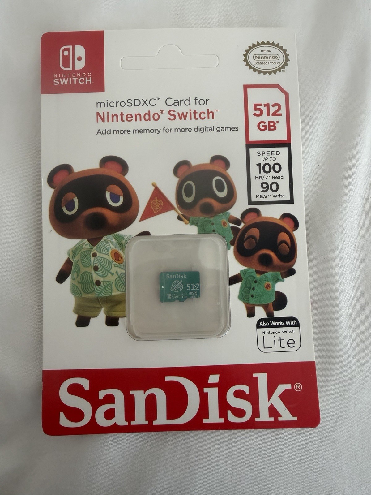 SanDisk Nintendo Switch microSDXC Card 512GB Green Animal Crossing Pattern