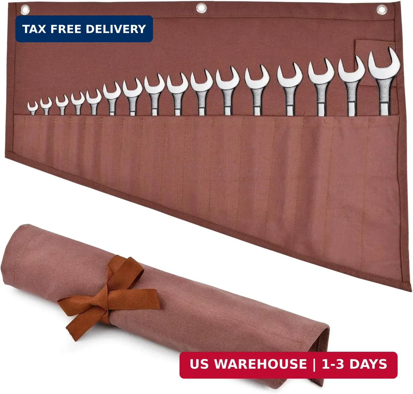 Tool Organizers, 16 Pockets Wrench Roll Organizer,Rolled Tool Pouch Bag, Roll-Up