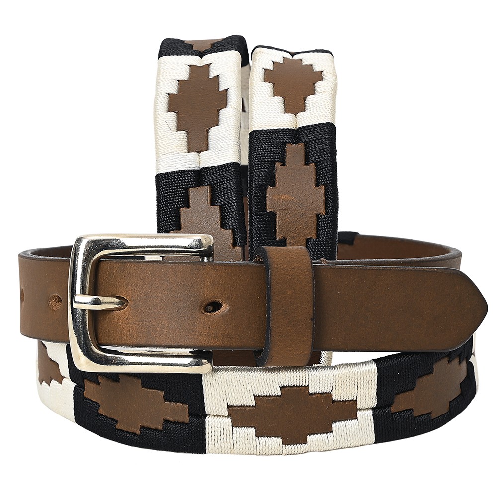 BE BAR H EQUINE Western Genuine Leather Men And Women Brown Belt Embroidered