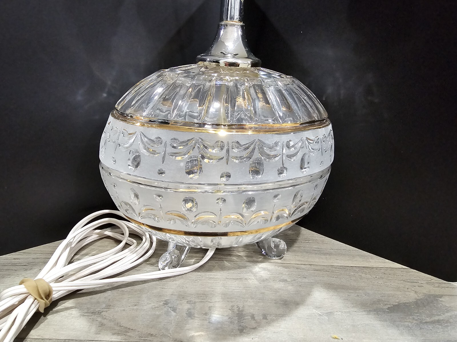 1950s Anna Hutte Lead Crystal  made in West Germany. Oval with gold accents