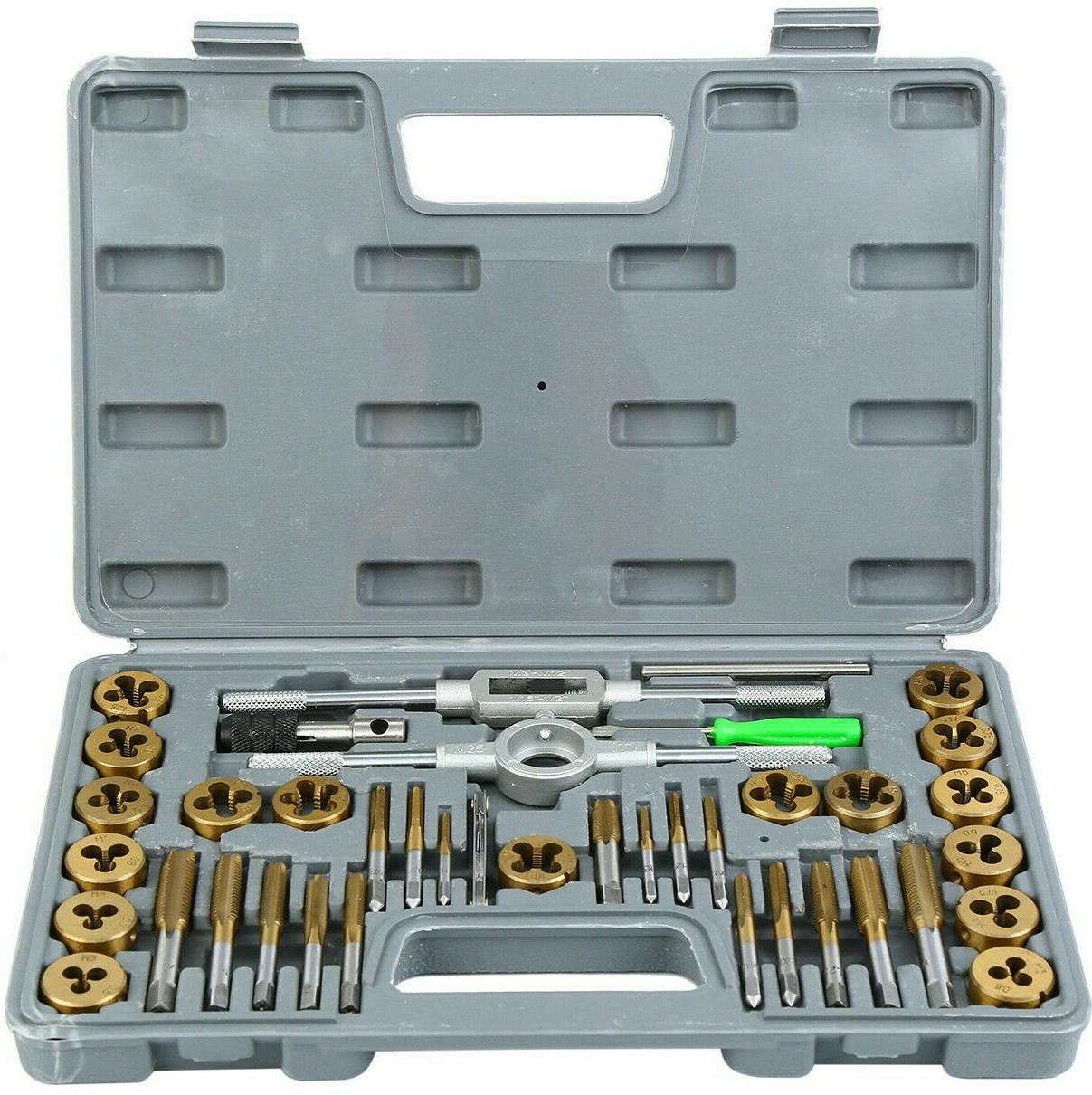40 pcs Tap and Die Set Titanium Thread Renewing Tools SAE