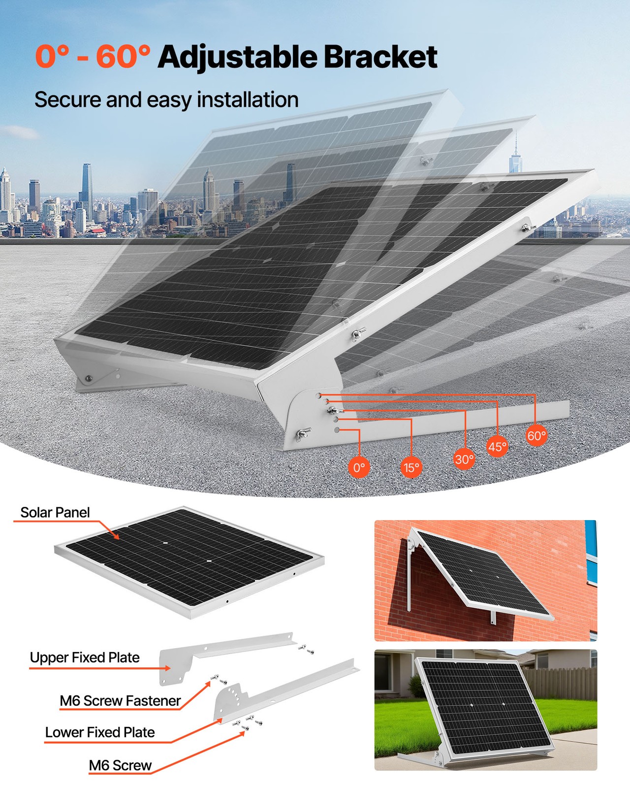 VEVOR Solar Battery Trickle Charger Kit 50W 12V with Upgraded MPPT Controller