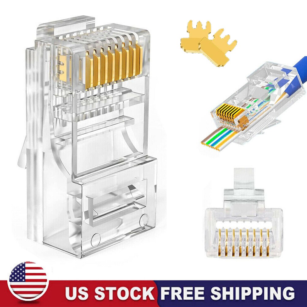 100-500 RJ45 Modular Plugs 8P8C Cat5e Cat6 LAN Ethernet Cable Connector End Plug