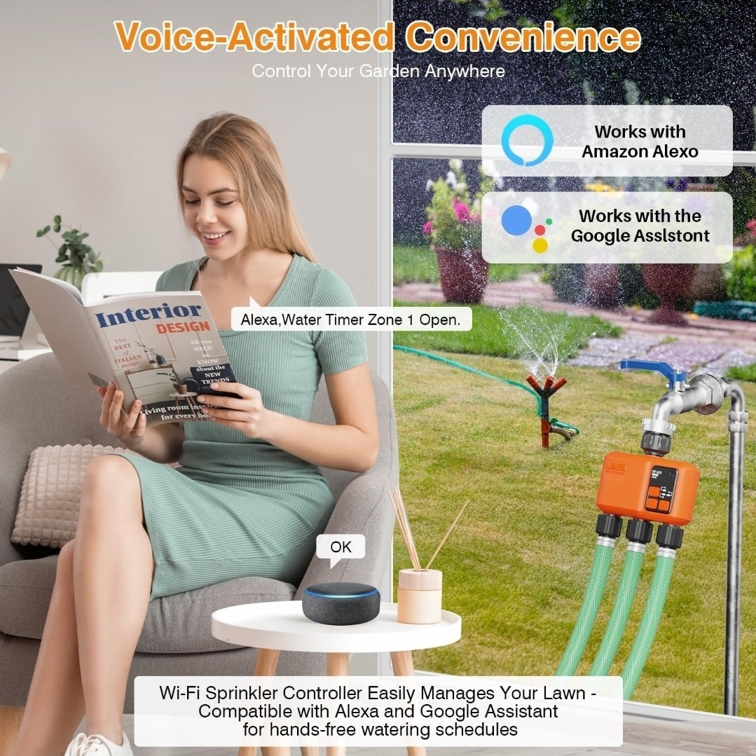 XinFuture Wireless RF Water Timer w/ Sub-GHz Gateway, 3 Outlet, App Control
