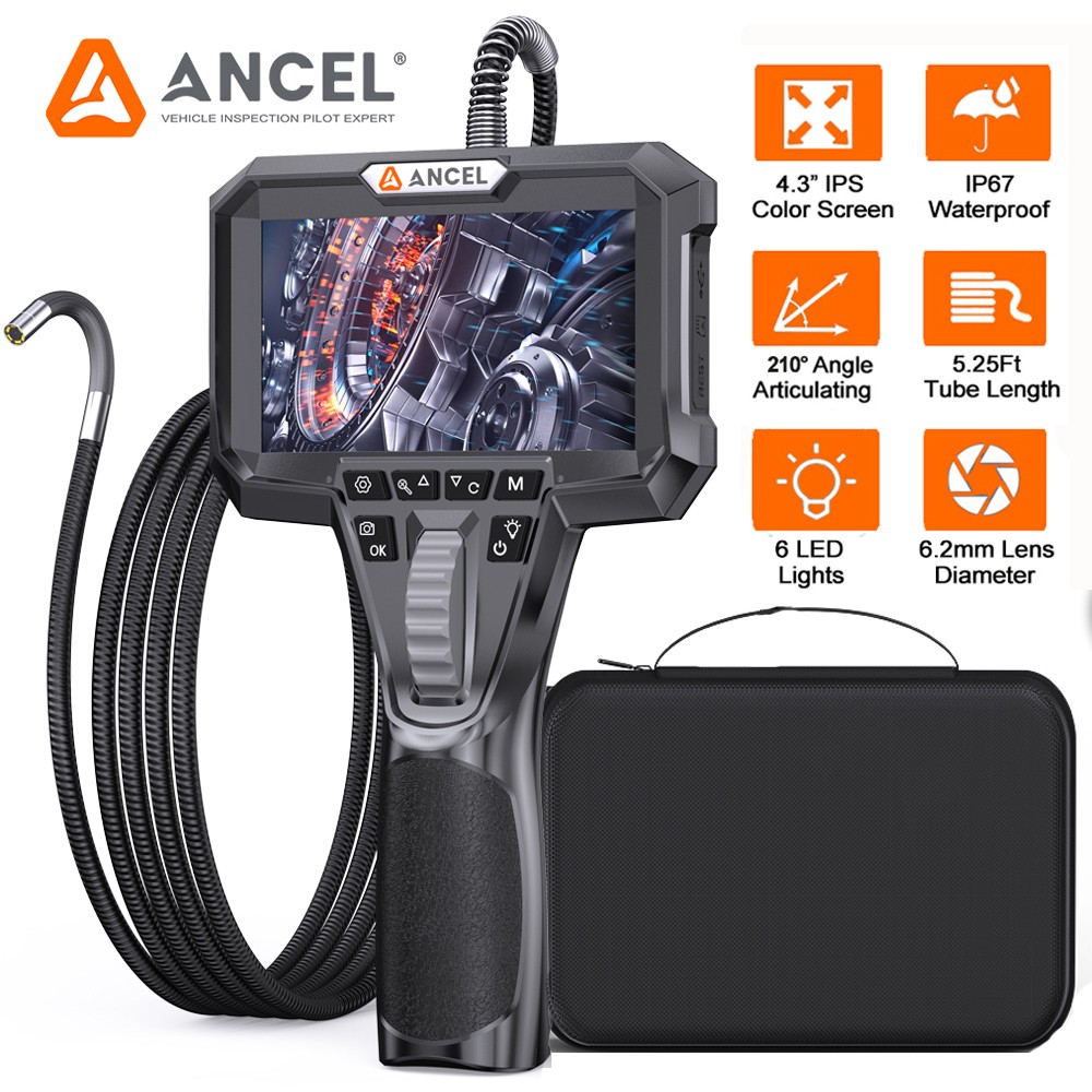 ANCEL AN301 1080P HD Dual Camera Borescope 210 Degree Articulation 6 2MM Probe