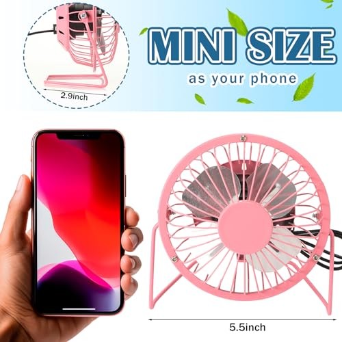 Glooglitter 4 Pcs USB Desk Fan - 360° Adjustable Rotation - Powerful