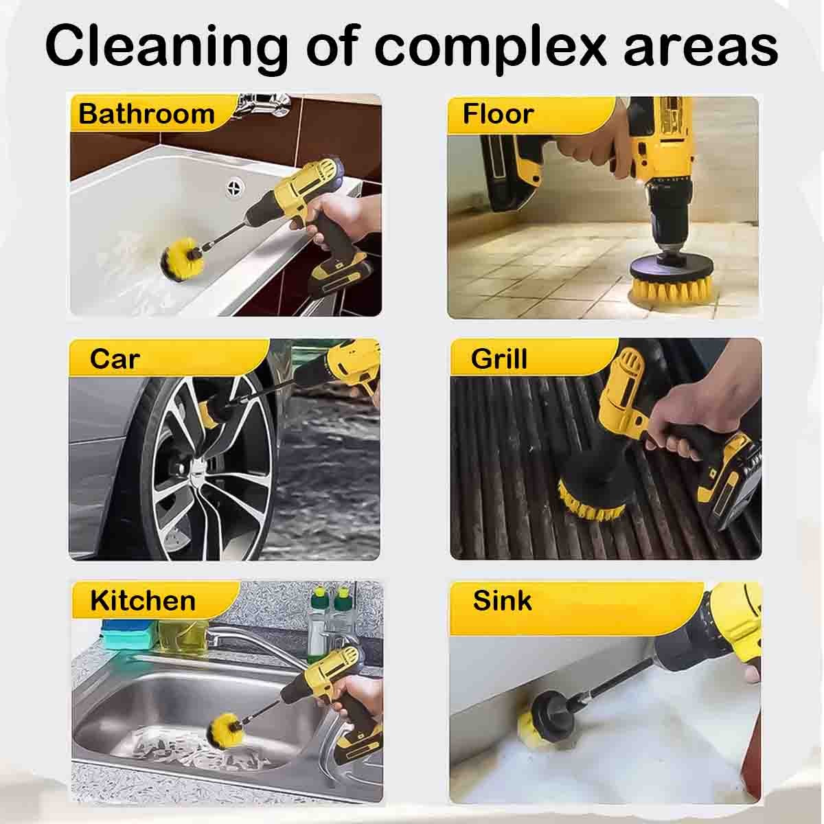 3 Pack Drill Power Scrubber Cleaning Brush, All Purpose Drill Scrub Brushes Kit