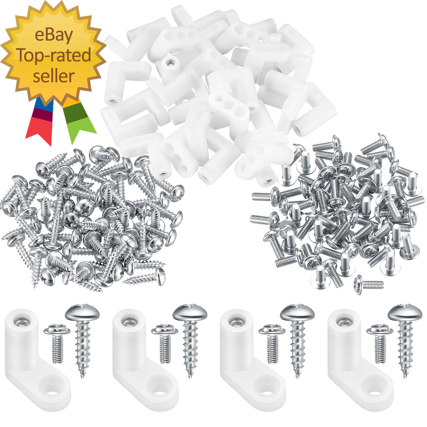 60 Pcs PCB Board Mounting Feet with Screws White L Shape Circuit Board Plastic