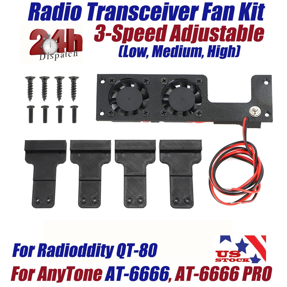 Cooling Fan Kit For AnyTone AT-6666,AT-6666 PRO Radioddity QT-80 CB Radio SR-447