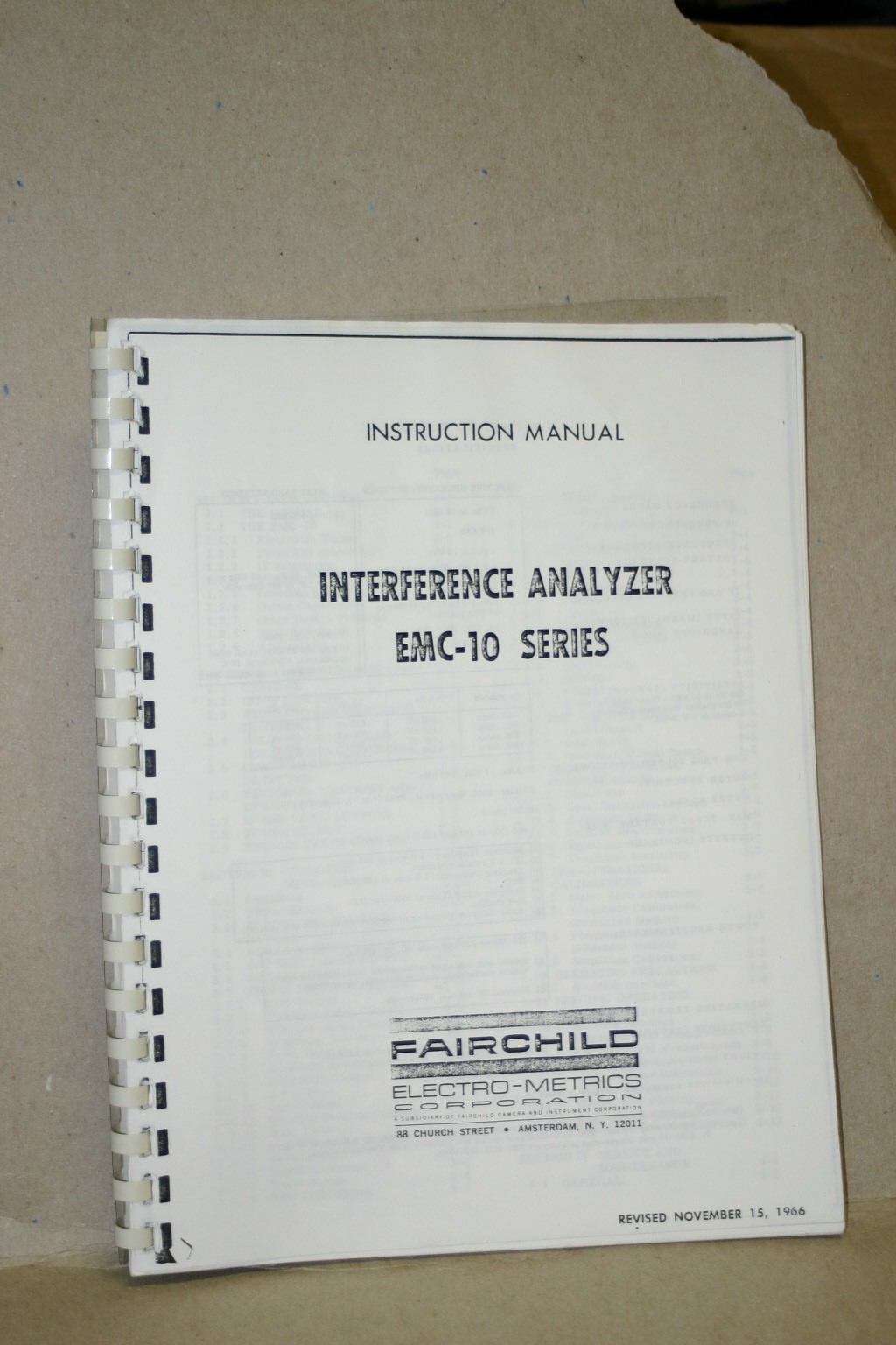 Fairchild Interfernce Analyzer EMC-10 Series Instruction Manual