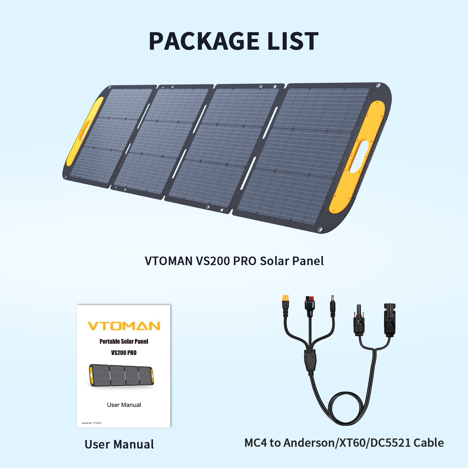 VTOMAN VS220 Portable Solar Panel 200W 48V, 23% Efficiency Foldable Solar Panel