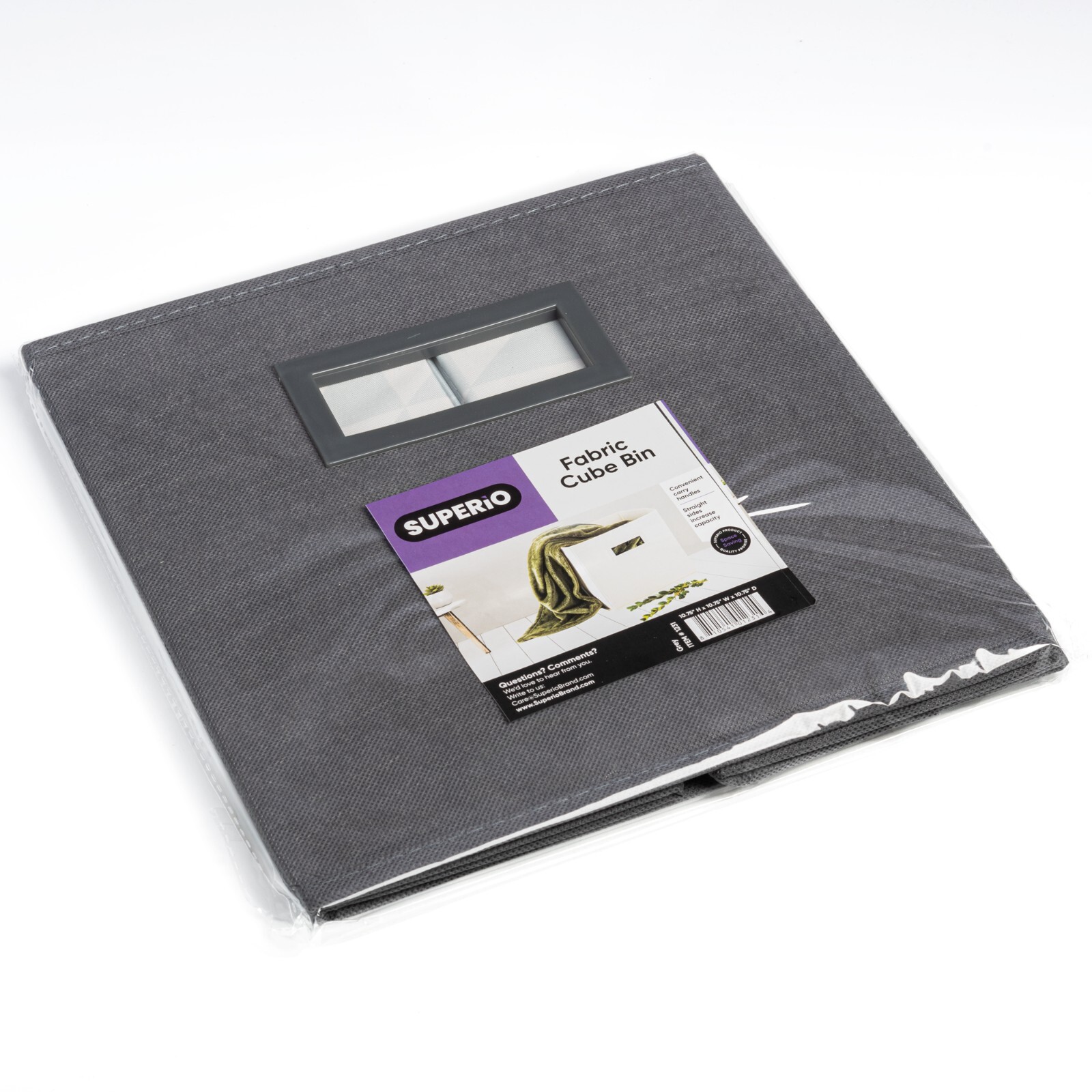 Superio Fabric Organizing Bin, 11" Grey Fabric Cube 1-Pack