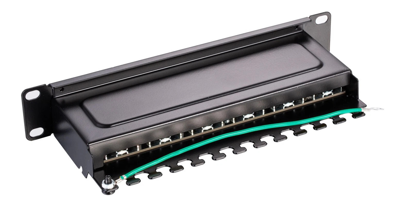 Network Patch Panel for Shielded Cat6A 12 24 Ports Port STP RJ45 Ethernet Rack