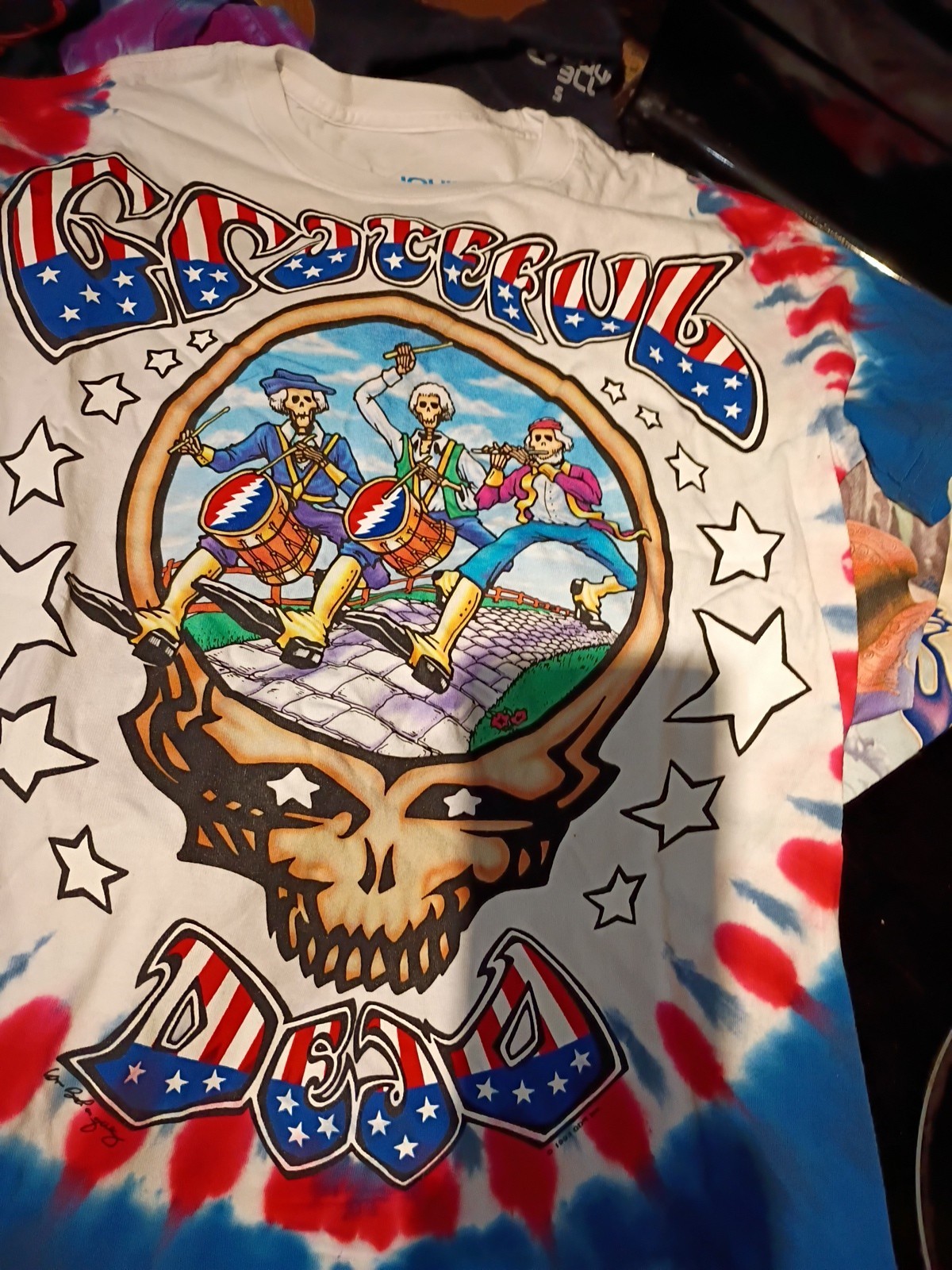 Liquid Blue Grateful  REVOLUTIONARY DEAD w Eagle Tie Dye T Shirt S B4GETONEFREE