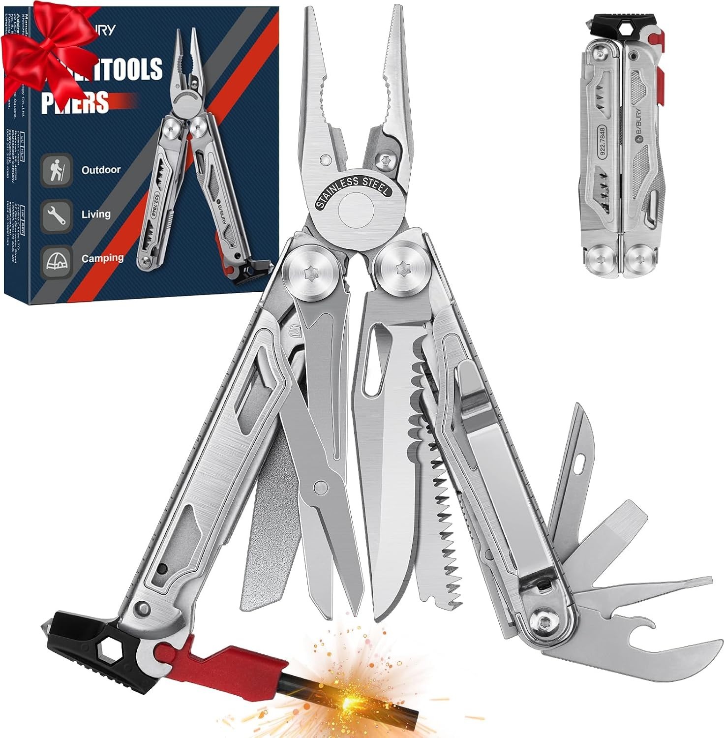 BABURY Multitool Pliers 22-in-1 Stainless Steel EDC Camping Outdoor Survival