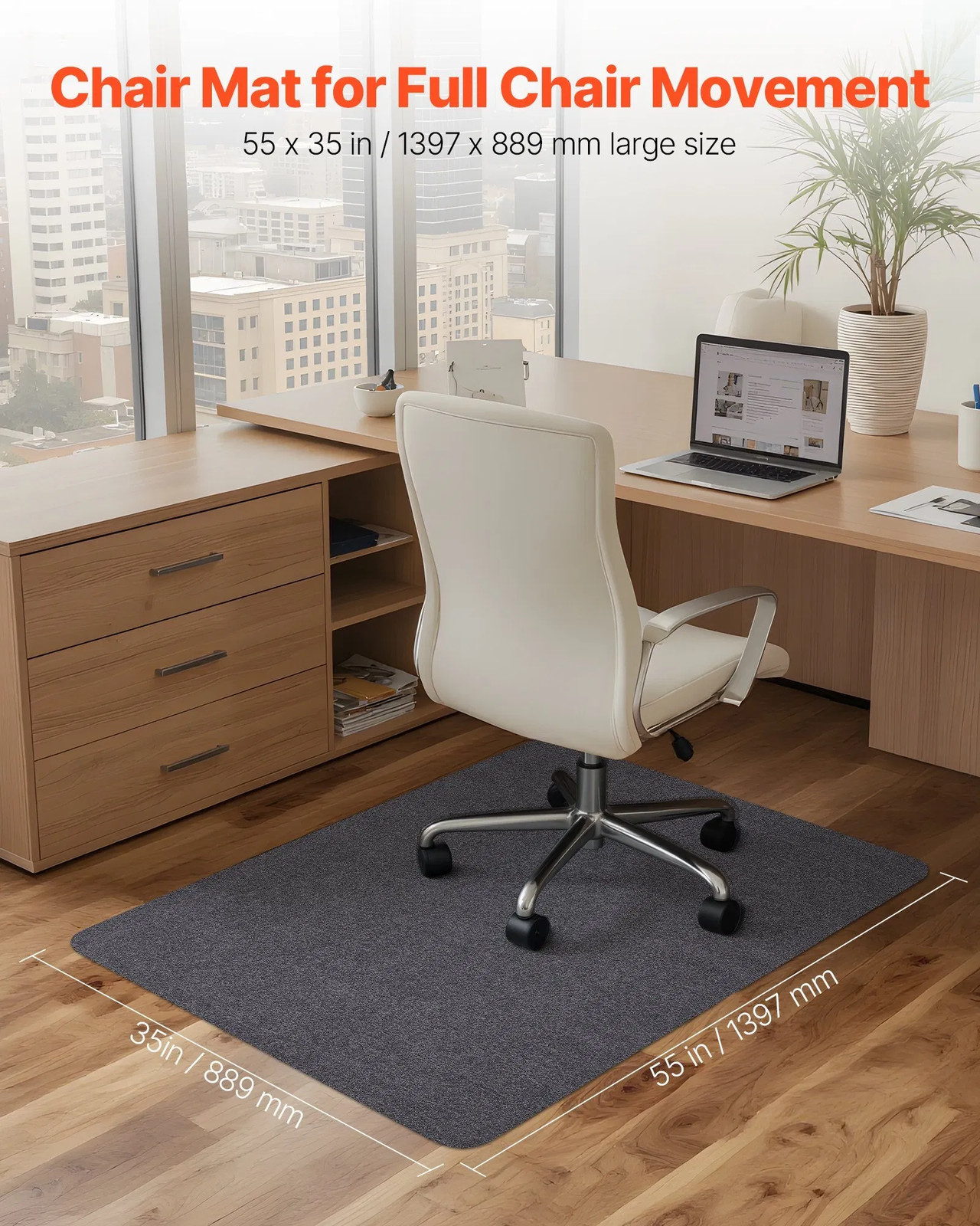 Chair Mat, 55 x 35-inch Office Chair Mat for Hard Floors, Floor Protector for Ro