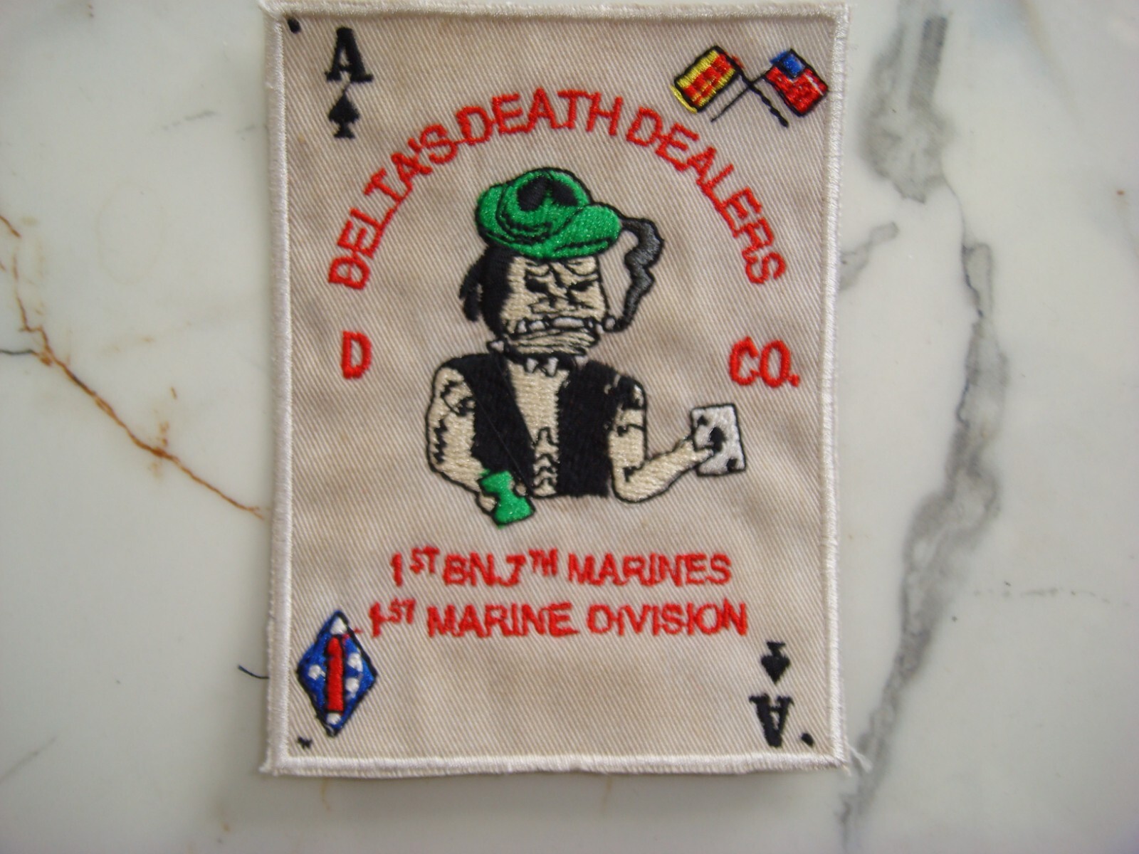 USMC D Co. 1st BN 7th MARINE RGT 1st MARINE DIV. DEATH DEALERS   -VN WAR PATCH