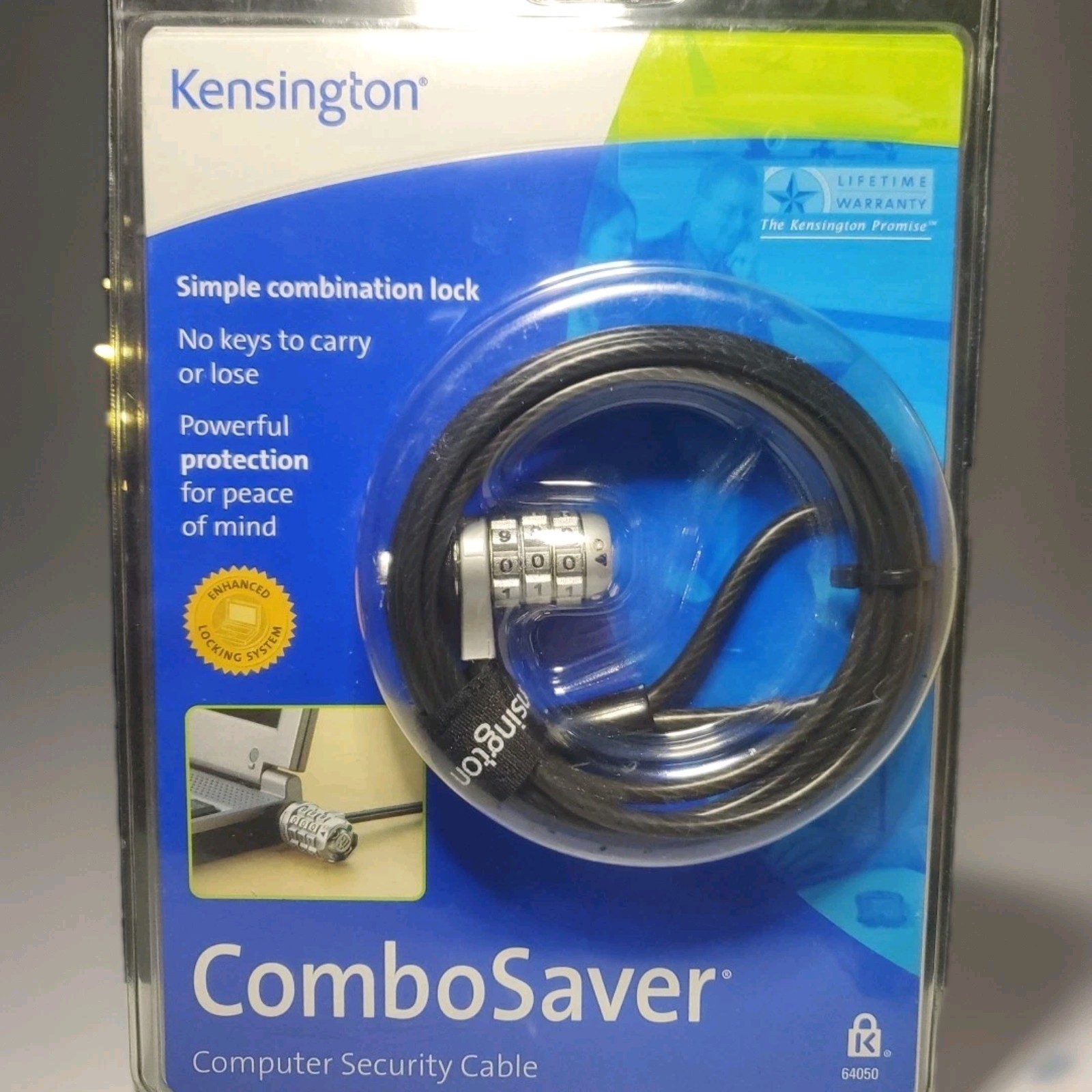 Kensington ComboSaver 64050 Computer Security Cable & Lock Laptop/Monitors/Etc.