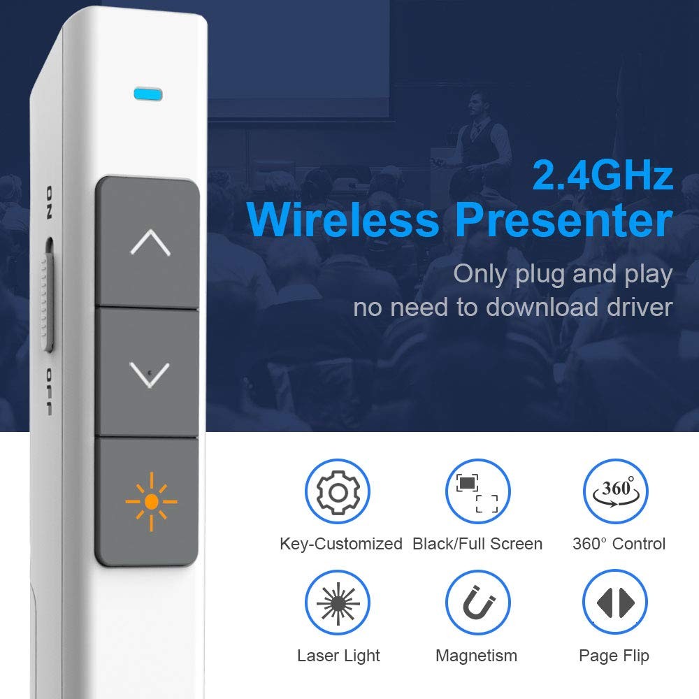 N26 Wireless Presentation Clicker, Presentation Remote, PowerPoint Clicker wi...