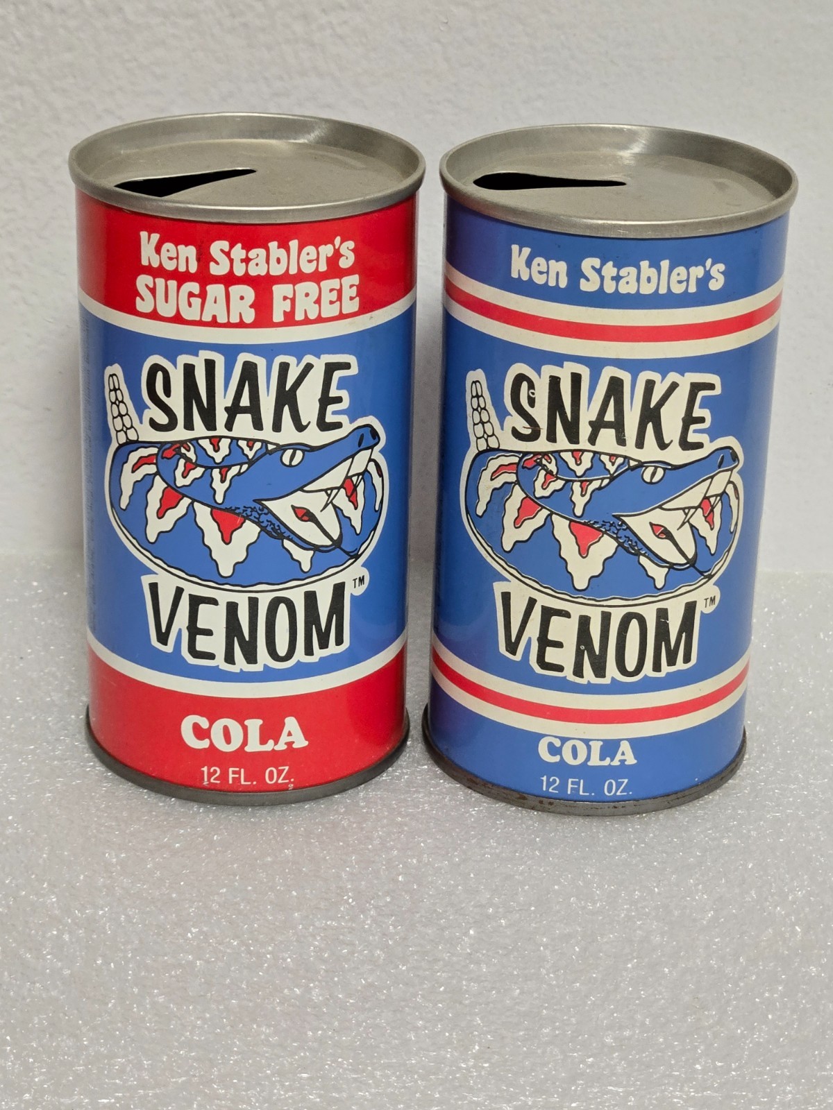 Vintage Soda Pop Can Lot of 2 Diff Ken Stabler's Snake Venom Cola Football