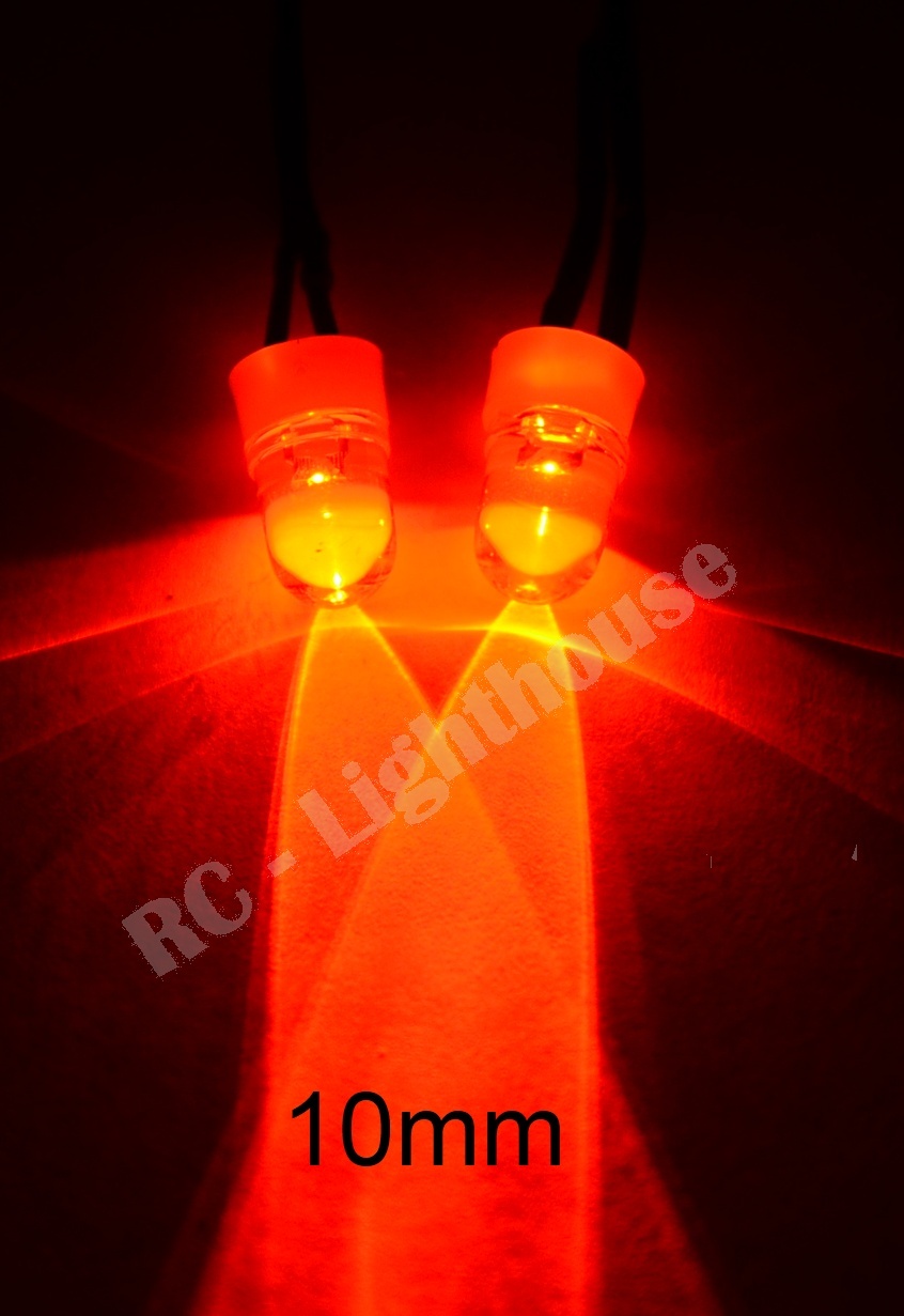 RC LED Light Replacement Lead 2 pieces- 2pc Red 10mm