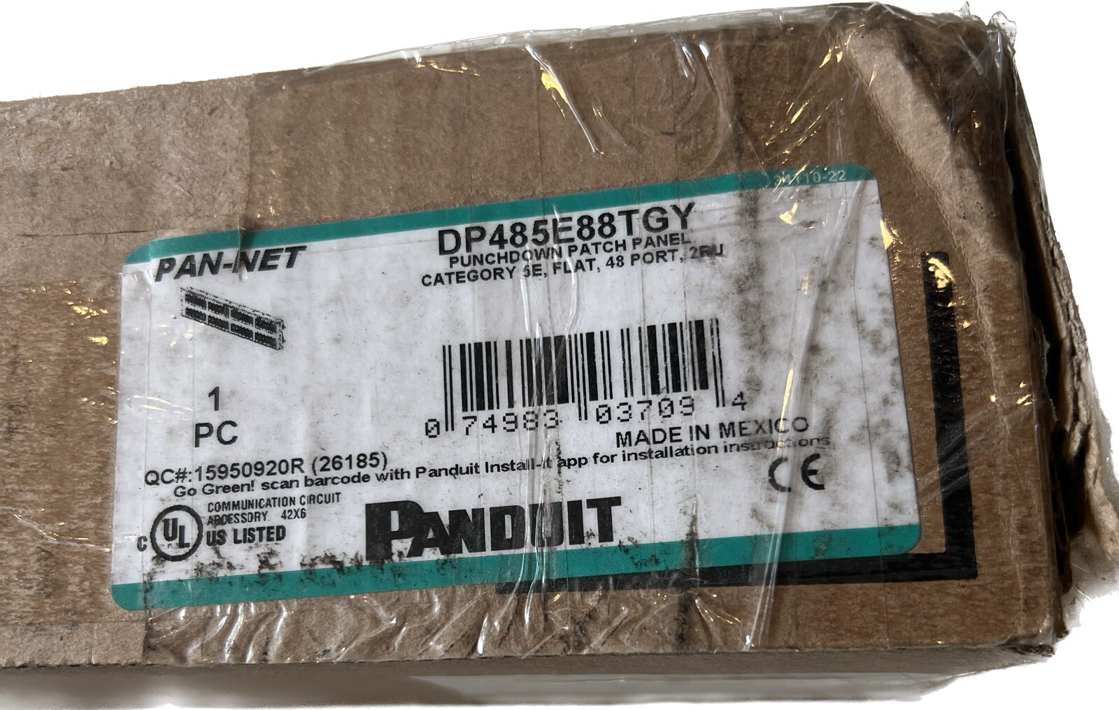Panduit DP485E88TGY Category Flat Punchdown Patch Panel Black 5E 48-Port