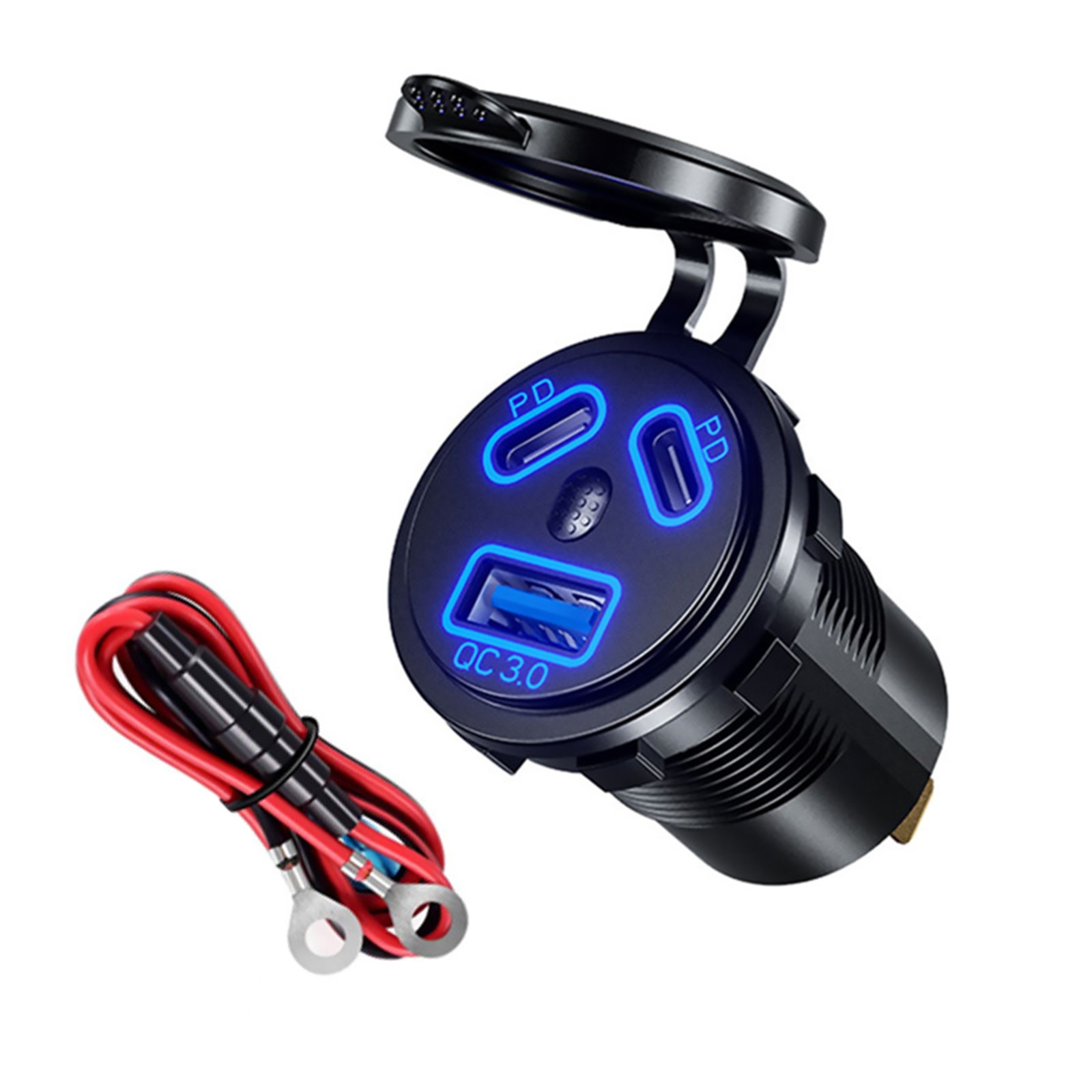 1Pack Dual PD+QC 3.0 USB Port Car Cigarette Lighter Socket Plug LED Indicator