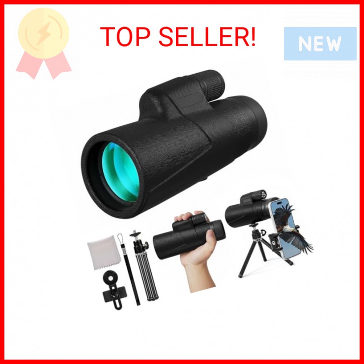 JBSZTH Monocular Telescope 12x50 High Powered for Adults, Waterproof Fogproof wi
