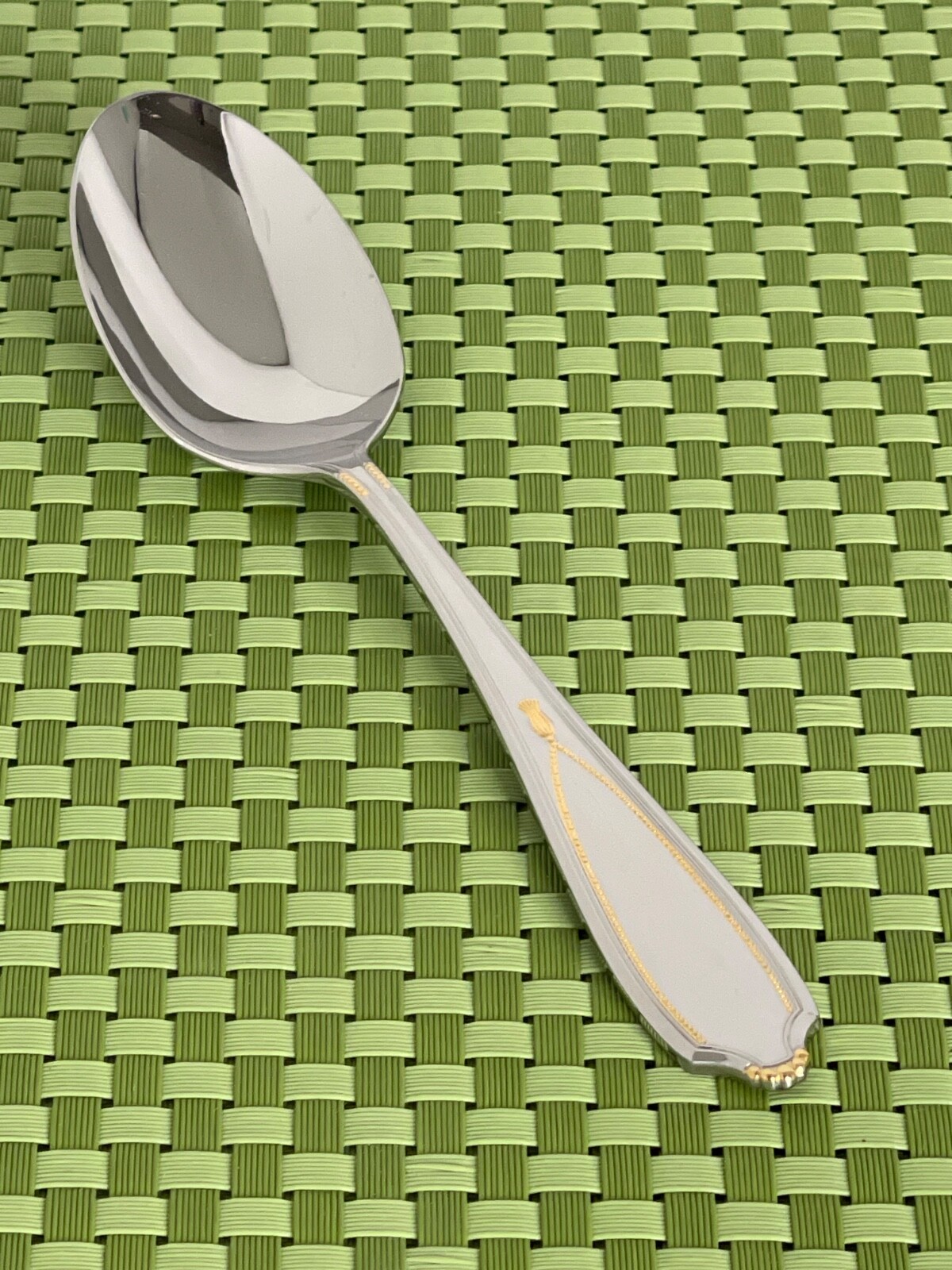 Yamazaki VICTORIA GOLD Stainless Gold Accent Oval Soup Spoon Japan Flatware