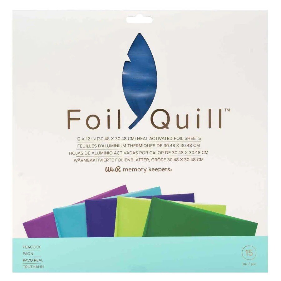 American Crafts,Peacock Foil Sheets 12" x 12" - Foil Quill (3 Pack)