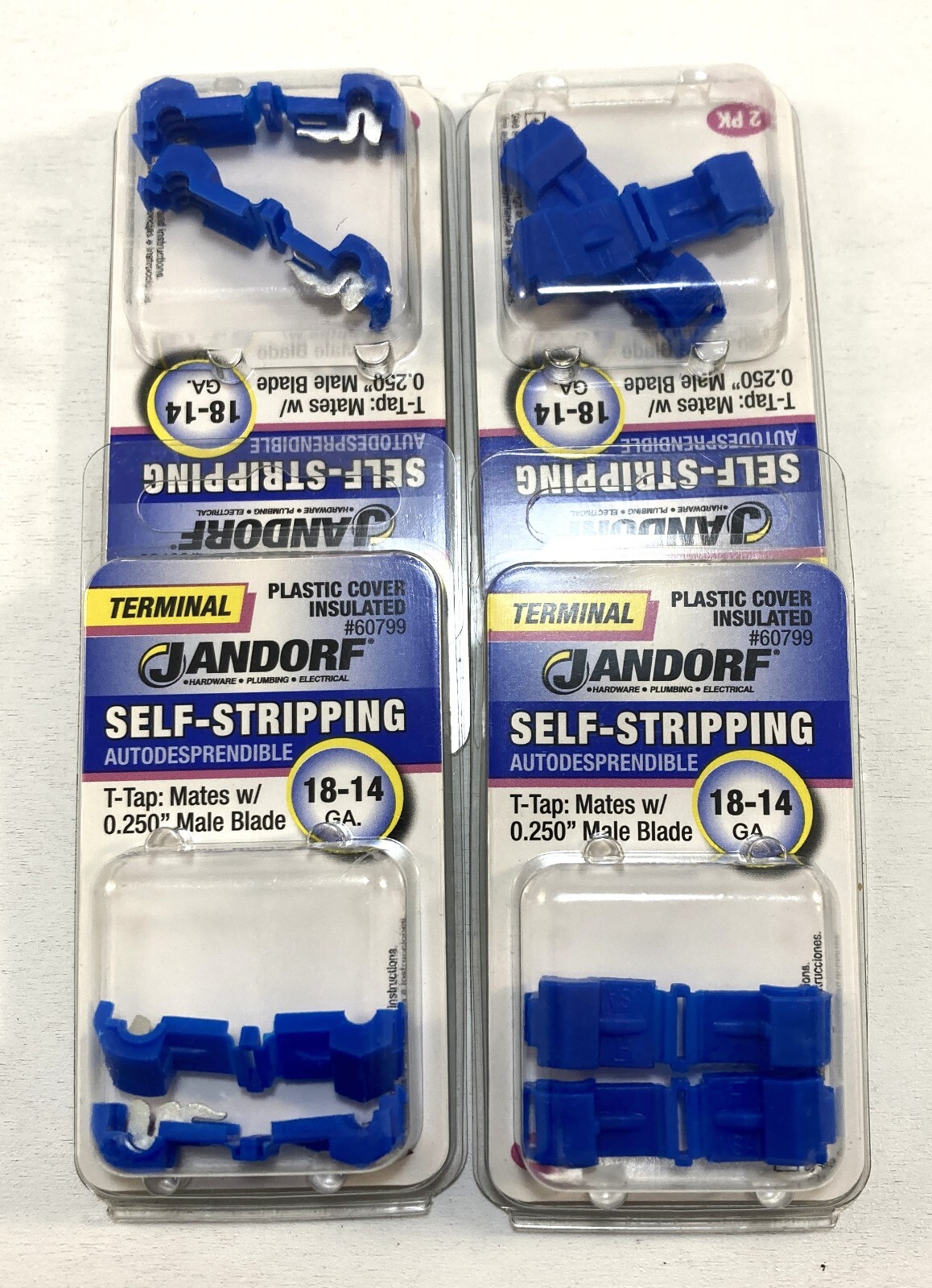Jandorf 60799 Self-Stripping Plastic Insulated Terminal 18-14 GA 4x Packs of 2