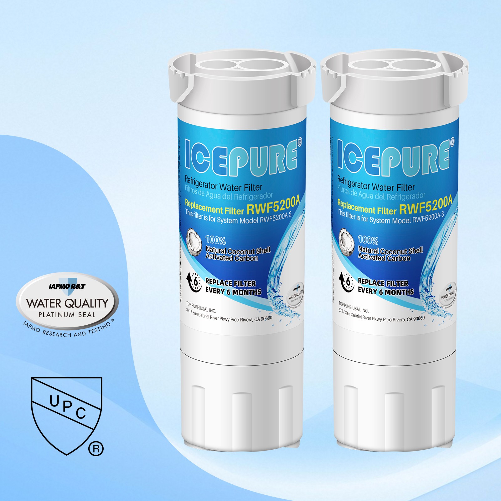 Fit For GE XWF WR17X30702 GBE21 GDE21 Refrigerator Water Filter ICEPURE 2 Pack