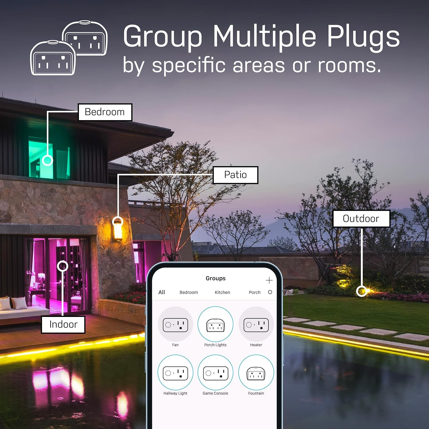 Title 1: Feit Electric Smart Outdoor WiFi Plug 3-Pack - Waterproof 2-Outlet Blac