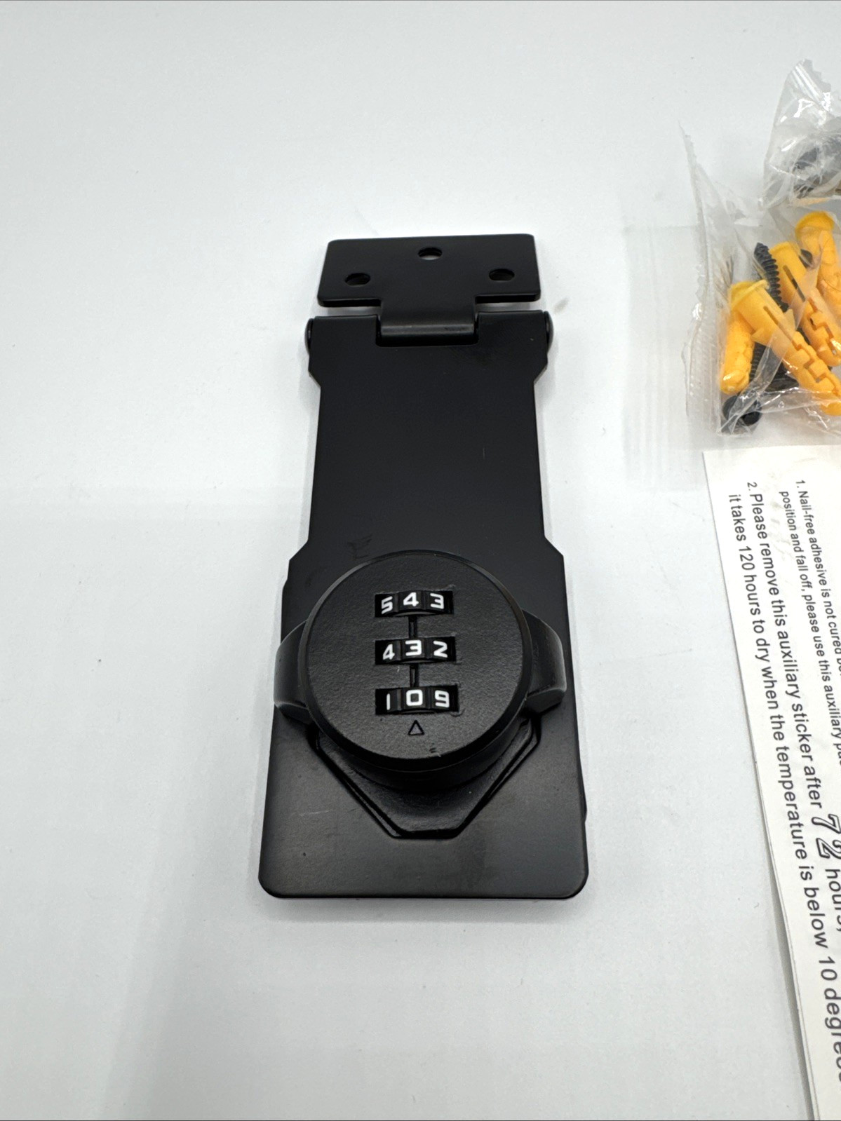 Mechanical Password Rotary Hasp Locks, Door Slide Latch Lock Black